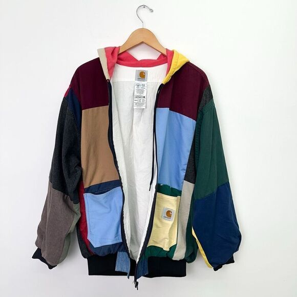 Carhartt Unisex Multicolored Patchwork Hooded Full Zip Jacket - Picture 2 of 16